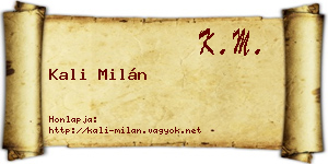 Kali Milán névjegykártya